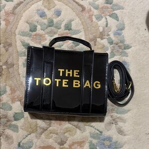 Black Tote Bag with Gold Lettering mini bag